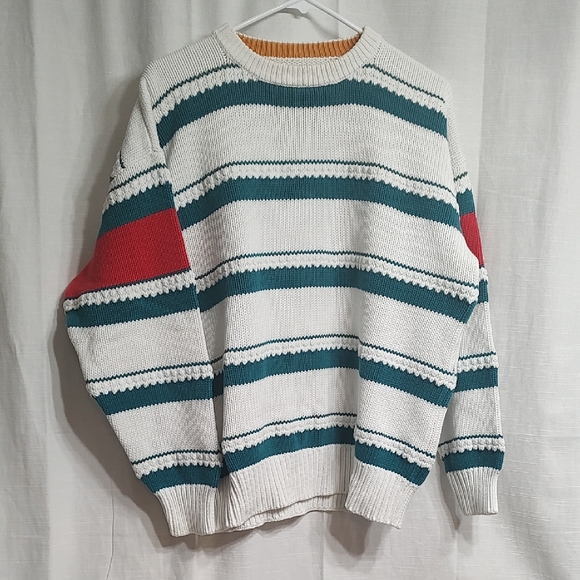 Vintage 100% Cotton Knit Crew Neck Sweater Fisherman Core - Picture 1 of 10